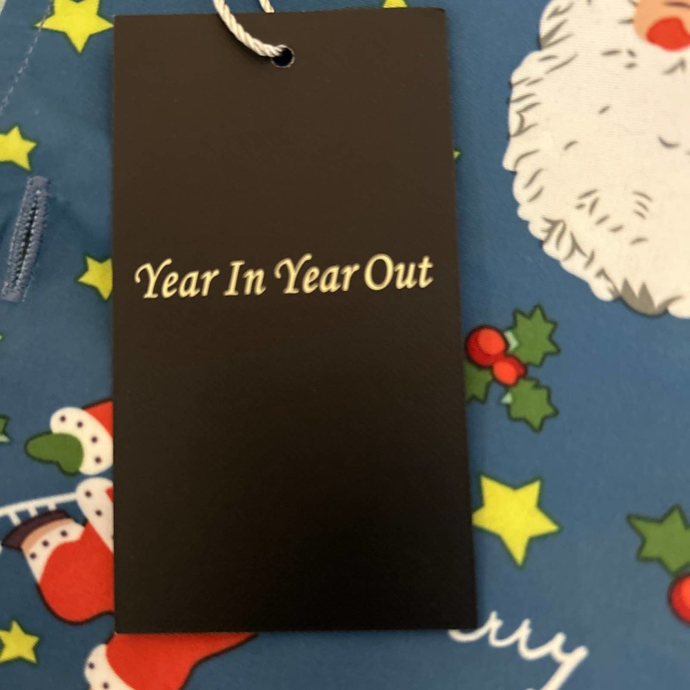 Year in Year Out Men's Short Sleeve Christmas Button Up Dress Shirt Medium - Picture 3 of 4